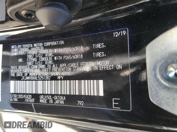 2020 Lexus GX 460 Premium с VIN JTJAM7BXXL5251382, выставлен на аукционе Copart как лот 46059395 с пробегом 95 372 миль миль и Списание • Salvage title. История ставок и продаж доступна на DreamBid. Изображение 16.