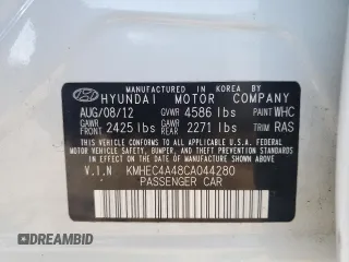 2012 Hyundai Sonata Hybrid with VIN KMHEC4A48CA044280, listed as a Copart auction lot 63344125 with 189,116 mi miles and Clean title. Bid and sale history available at DreamBid. Image 12.