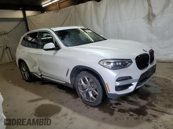 2021 BMW X3 xDrive30i with VIN 5UXTY5C06M9E17026, listed as a Copart auction lot 46470565 with 34,166 mi miles and Salvage Title. Bid and sale history available at DreamBid. Image 4.