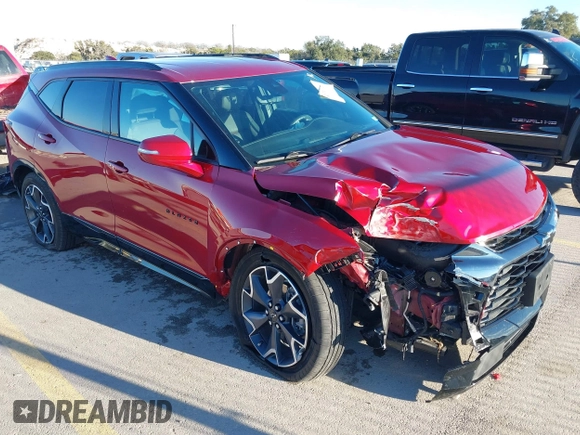 2022 Chevrolet Blazer RS with VIN 3GNKBERS9NS143962, listed as a IAAI auction lot 41347308 with 18,711 mi miles. Bid and sale history available at carsss.com. Image 1.
