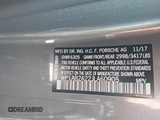 2018 Porsche Cayenne S z VIN WP1AB2A22JLA60905, wystawiony jako IAAI lot #41172757 z przebiegiem 84 396 mil mil oraz . Historia ofert i sprzedaży dostępna na DreamBid. Obrazek 9.
