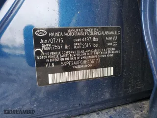 2017 Hyundai Sonata 2.4L with VIN 5NPE24AF6HH456173, listed as a Copart auction lot 45333625 with 130,158 mi miles and Salvage Title. Bid and sale history available at carsss.com. Image 14.
