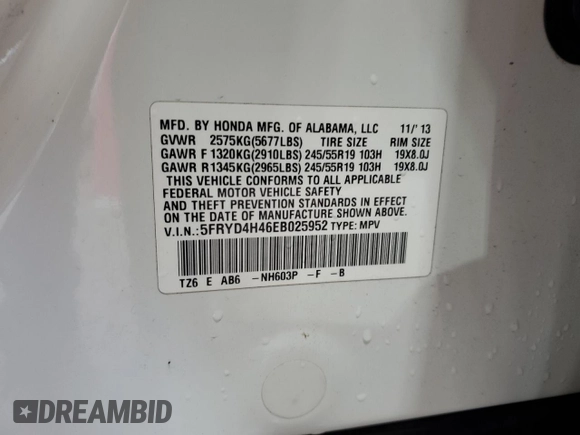 2014 Acura MDX Technology z VIN 5FRYD4H46EB025952, wystawiony jako Copart lot #64255615 z przebiegiem 144 777 mil mil oraz Szkoda całkowita • Salvage title. Historia ofert i sprzedaży dostępna na DreamBid. Obrazek 14.