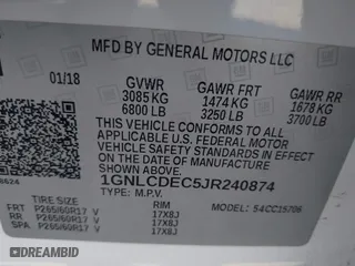 2018 Chevrolet Tahoe Commercial with VIN 1GNLCDEC5JR240874, listed as a IAAI auction lot 41672267 with 43,246 mi miles. Bid and sale history available at carsss.com. Image 9.
