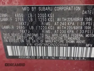 2022 Subaru Outback Limited z VIN 4S4BTANCXN3228940, wystawiony jako IAAI lot #42072313 z przebiegiem 49 266 mil mil oraz . Historia ofert i sprzedaży dostępna na DreamBid. Obrazek 9.