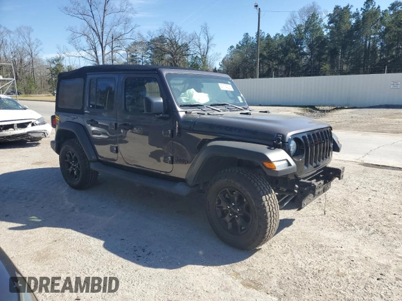 2020 Jeep Wrangler Unlimited Willys z VIN 1C4HJXDN0LW237426, wystawiony jako Copart lot #47174005 z przebiegiem 54 109 mil mil oraz Szkoda całkowita • Salvage title. Historia ofert i sprzedaży dostępna na DreamBid. Obrazek 4.