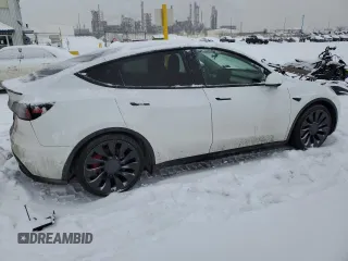 2022 Tesla Model Y Performance with VIN 7SAYGDEF4NF378191, listed as a Copart auction lot 42691915 with Not Provided miles and Salvage Title. Bid and sale history available at DreamBid. Image 3.
