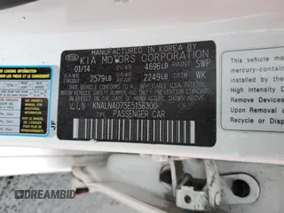 2014 Kia Cadenza Premium with VIN KNALN4D75E5156300, listed as a Copart auction lot 87351784 with 122,570 mi miles and Salvage Title. Bid and sale history available at carsss.com. Image 12.