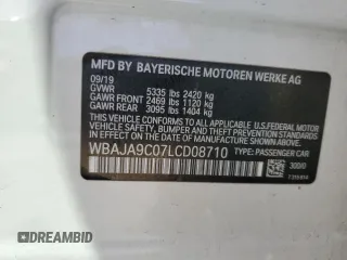 2020 BMW 5 Series 530e with VIN WBAJA9C07LCD08710, listed as a Copart auction lot 56542835 with Not provided miles and Salvage title. Bid and sale history available at DreamBid. Image 12.