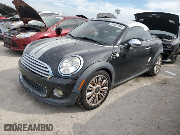 2012 MINI Cooper Coupe with VIN WMWSX1C53CT163646, listed as a Copart auction lot 74627484 with 0 mi miles and Salvage Title. Bid and sale history available at carsss.com. Image 1.