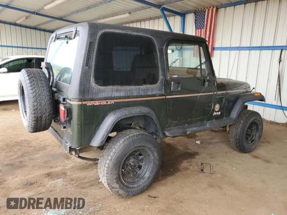 1995 Jeep Wrangler Sahara with VIN 1J4FY49S1SP256179, listed as a Copart auction lot 61137334 with 187,391 mi miles and Salvage Title. Bid and sale history available at carsss.com. Image 3.