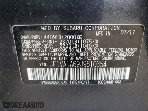 2018 Subaru WRX with VIN JF1VA1A69J9810354, listed as a Copart auction lot 53088665 with 129,850 mi miles and Clean Title. Bid and sale history available at carsss.com. Image 12.