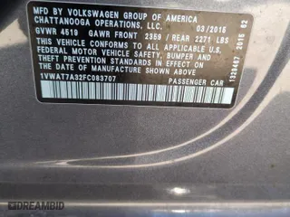 2015 Volkswagen Passat 1.8T S with VIN 1VWAT7A32FC083707, listed as a Copart auction lot 50721365 with 61,511 mi miles and Salvage Title. Bid and sale history available at carsss.com. Image 12.