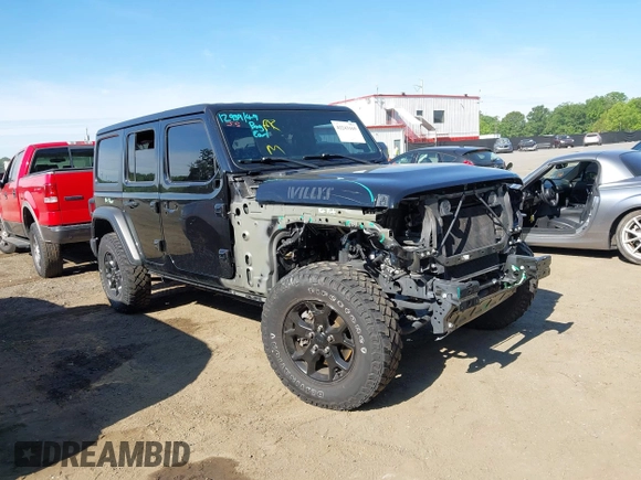 2021 Jeep Wrangler Unlimited Sport S with VIN 1C4HJXDNXMW646194, listed as a IAAI auction lot 42243169 with 44,237 mi miles and . Bid and sale history available at DreamBid. Image 1.