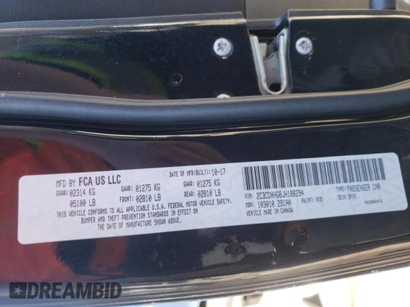 2018 Dodge Charger SXT Plus with VIN 2C3CDXHG8JH188294, listed as a Copart auction lot 43400985 with 105,942 mi miles and Salvage Title. Bid and sale history available at carsss.com. Image 12.