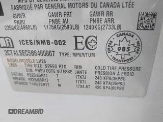 2011 GMC Terrain SLE-2 with VIN 2CTALSEC5B6480867, listed as a IAAI auction lot 42683090 with 142,222 mi miles and . Bid and sale history available at DreamBid. Image 9.