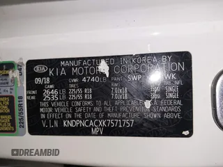 2019 Kia Sportage EX with VIN KNDPNCACXK7571757, listed as a IAAI auction lot 41919955 with 80,895 mi miles. Bid and sale history available at carsss.com. Image 9.