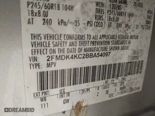 2011 Ford Edge Limited with VIN 2FMDK4KC2BBA54097, listed as a IAAI auction lot 41916905 with 260,378 mi miles. Bid and sale history available at carsss.com. Image 9.