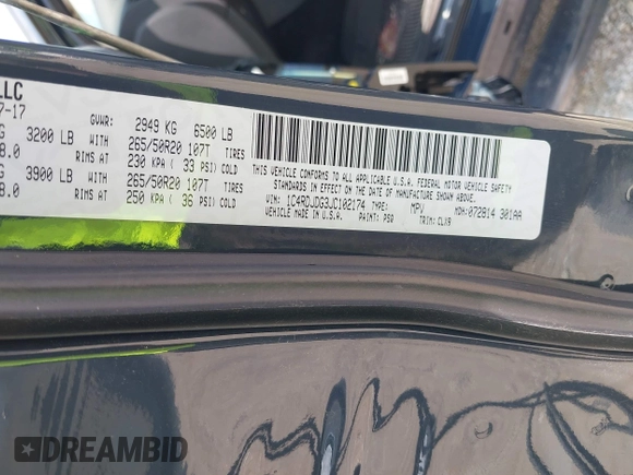 2018 Dodge Durango GT with VIN 1C4RDJDG3JC102174, listed as a IAAI auction lot 42554375 with 84,132 mi miles and . Bid and sale history available at DreamBid. Image 9.