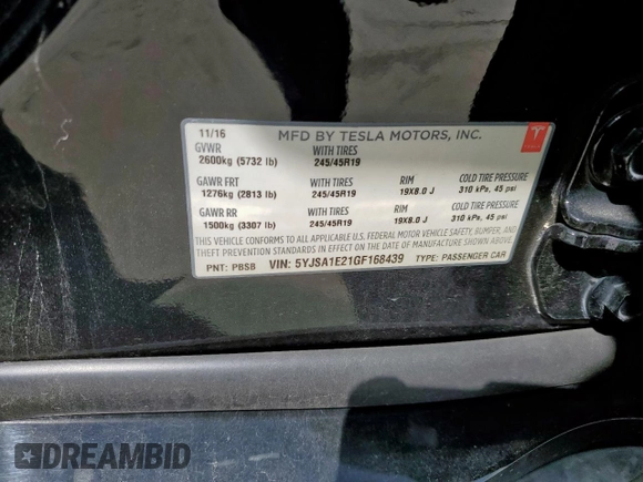2016 Tesla Model S 90D с VIN 5YJSA1E21GF168439, выставлен на аукционе Copart как лот 60703035 с пробегом 102 905 миль миль и Списание • Salvage title. История ставок и продаж доступна на DreamBid. Изображение 12.