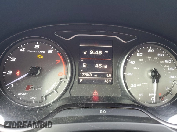 2016 Audi S3 Premium Plus with VIN WAUB1GFF0G1096658, listed as a Copart auction lot 47804155 with 122,049 mi miles and Salvage Title. Bid and sale history available at carsss.com. Image 9.