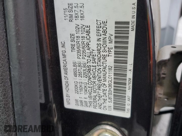 2016 Acura RDX with VIN 5J8TB3H36GL011182, listed as a Copart auction lot 81762464 with 97,102 mi miles and Salvage Title. Bid and sale history available at carsss.com. Image 12.