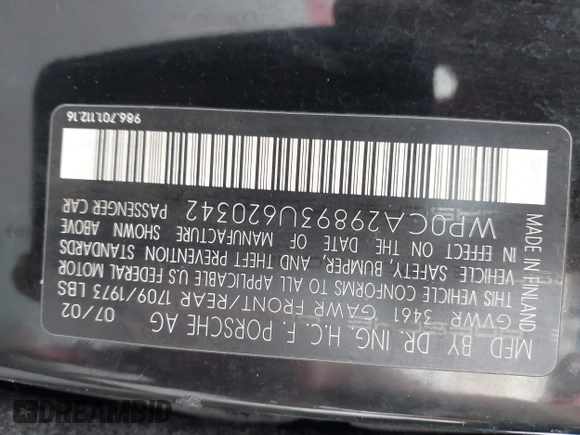 2003 Porsche Boxster с VIN WP0CA29893U620342, выставлен на аукционе IAAI как лот 42202533 с пробегом 141 397 миль миль и . История ставок и продаж доступна на DreamBid. Изображение 9.