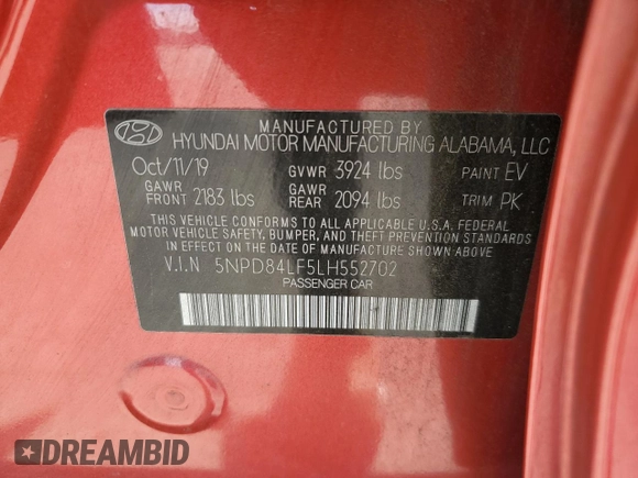 2020 Hyundai Elantra Value Edition z VIN 5NPD84LF5LH552702, wystawiony jako Copart lot #58124225 z przebiegiem 47 690 mil mil oraz Szkoda całkowita • Salvage title. Historia ofert i sprzedaży dostępna na DreamBid. Obrazek 12.