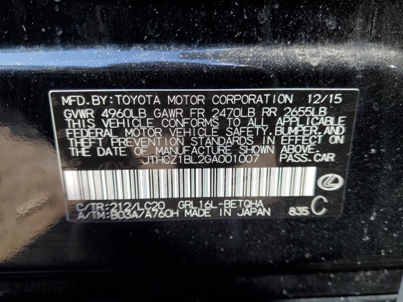 2016 Lexus GS 350 z VIN JTHCZ1BL2GA001007, wystawiony jako Copart lot #43632815 z przebiegiem 137 841 mil mil oraz Szkoda całkowita • Salvage title. Historia ofert i sprzedaży dostępna na DreamBid. Obrazek 12.