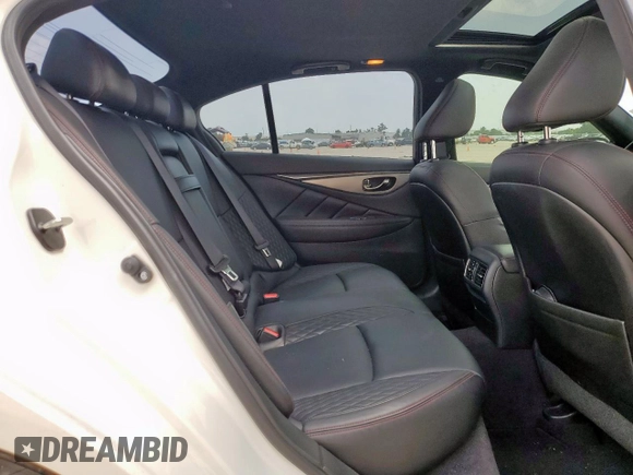 2018 Infiniti Q50 Red Sport 400 with VIN JN1FV7AP4JM460467, listed as a Copart auction lot 57075525 with 182,405 mi miles and Salvage title. Bid and sale history available at DreamBid. Image 10.