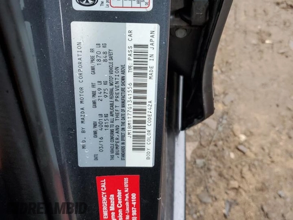 2016 Mazda 3 i Sport with VIN JM1BM1T77G1341556, listed as a Copart auction lot 73106884 with 101,784 mi miles and Salvage Title. Bid and sale history available at DreamBid. Image 12.
