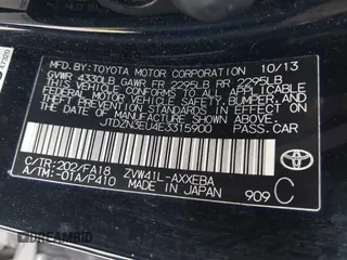2014 Toyota Prius Two with VIN JTDZN3EU4E3315900, listed as a IAAI auction lot 40082095 with 167,748 mi miles and . Bid and sale history available at DreamBid. Image 9.