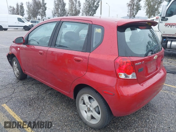 2006 Chevrolet Aveo LT with VIN KL1TG66676B549500, listed as a IAAI auction lot 41802744 with 58,777 mi miles and . Bid and sale history available at DreamBid. Image 3.