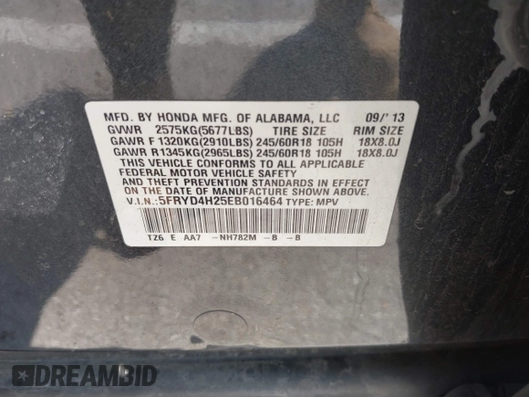 2014 Acura MDX с VIN 5FRYD4H25EB016464, выставлен на аукционе IAAI как лот 42092962 с пробегом 160 993 миль миль и . История ставок и продаж доступна на DreamBid. Изображение 9.