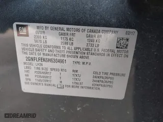 2017 Chevrolet Equinox LT with VIN 2GNFLFEK6H6304961, listed as a IAAI auction lot 41376024 with 127,062 mi miles. Bid and sale history available at carsss.com. Image 9.
