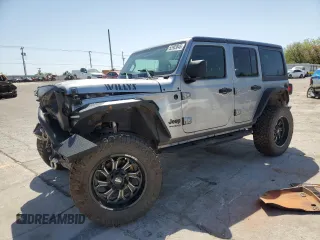 2021 Jeep Wrangler Unlimited Willys z VIN 1C4HJXDN6MW590786, wystawiony jako Copart lot #52903845 z przebiegiem Nie podano mil oraz Szkoda całkowita • Salvage title. Historia ofert i sprzedaży dostępna na DreamBid. Obrazek 1.