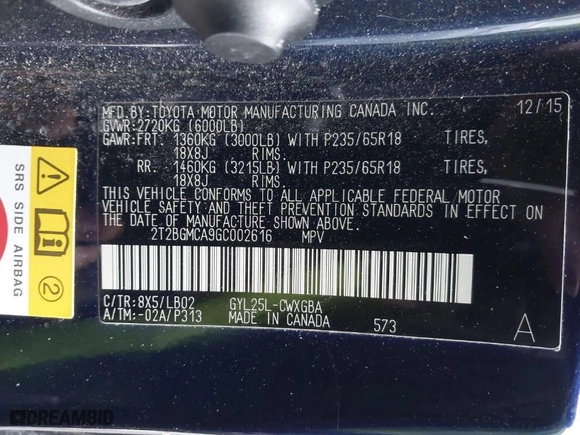 2016 Lexus RX 450h with VIN 2T2BGMCA9GC002616, listed as a IAAI auction lot 41634044 with 68,310 mi miles. Bid and sale history available at carsss.com. Image 9.