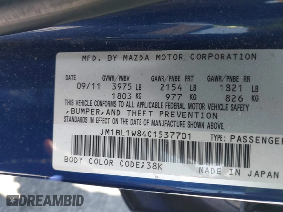 2012 Mazda 3 i Grand Touring with VIN JM1BL1W84C1537701, listed as a IAAI auction lot 42626366 with 173,579 mi miles and . Bid and sale history available at DreamBid. Image 9.