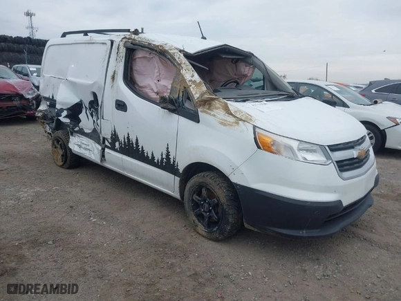2015 Chevrolet City Express Cargo Van LS with VIN 3N63M0YN7FK725174, listed as a IAAI auction lot 41715049 with 99,999 mi miles. Bid and sale history available at carsss.com. Image 1.
