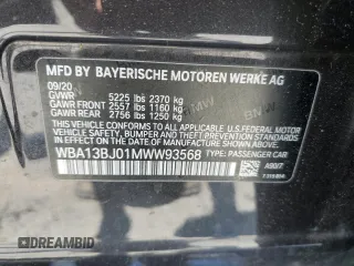 2021 BMW 5 Series 530i xDrive with VIN WBA13BJ01MWW93568, listed as a Copart auction lot 61368935 with 107,638 mi miles and Salvage title. Bid and sale history available at DreamBid. Image 12.