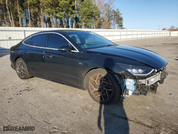 2021 Hyundai Sonata N Line with VIN 5NPEK4JCXMH114791, listed as a Copart auction lot 48784655 with 86,627 mi miles and Salvage Title. Bid and sale history available at carsss.com. Image 4.