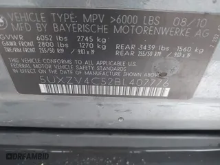 2011 BMW X5 35i with VIN 5UXZV4C52BL407776, listed as a IAAI auction lot 41538832 with 108,546 mi miles. Bid and sale history available at carsss.com. Image 9.