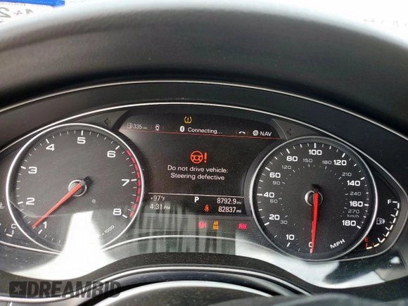 2014 Audi A6 Premium Plus with VIN WAUGFAFC7EN153034, listed as a Copart auction lot 57344305 with 82,837 mi miles and Salvage title. Bid and sale history available at DreamBid. Image 9.