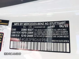 2023 Mercedes-Benz C 300 with VIN W1KAF4GB3PR068984, listed as a IAAI auction lot 40927793 with 23,250 mi miles and . Bid and sale history available at DreamBid. Image 9.
