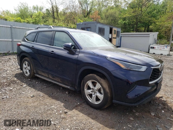 2022 Toyota Highlander L with VIN 5TDCZRBH0NS582664, listed as a Copart auction lot 52276834 with 23,648 mi miles and Salvage title. Bid and sale history available at DreamBid. Image 4.