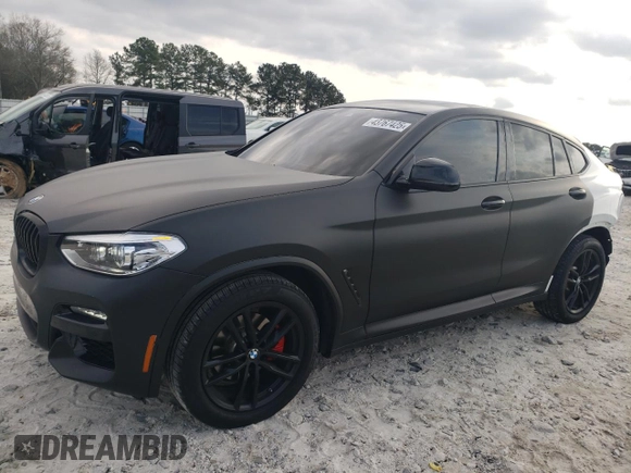 2020 BMW X4 xDrive30i with VIN 5UX2V1C06L9B44021, listed as a Copart auction lot 43767425 with 55,327 mi miles and Salvage Title. Bid and sale history available at carsss.com. Image 1.
