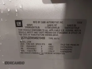 2010 GMC Terrain SLE-1 with VIN 2CTFLCEW9A6270499, listed as a IAAI auction lot 41755995 with 146,419 mi miles. Bid and sale history available at carsss.com. Image 9.