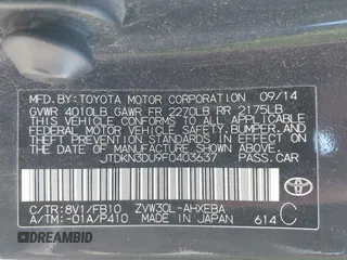 2015 Toyota Prius Four with VIN JTDKN3DU9F0403637, listed as a IAAI auction lot 42168937 with 107,339 mi miles. Bid and sale history available at carsss.com. Image 9.