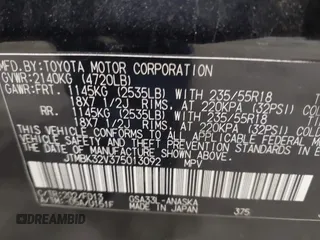 2007 Toyota RAV4 Sport with VIN JTMBK32V375013092, listed as a IAAI auction lot 41758485 with 163,021 mi miles. Bid and sale history available at carsss.com. Image 9.