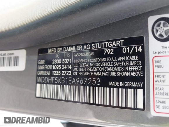 2014 Mercedes-Benz E-Class E 350 Sport with VIN WDDHF5KB1EA967253, listed as a IAAI auction lot 41707779 with 74,424 mi miles. Bid and sale history available at carsss.com. Image 9.